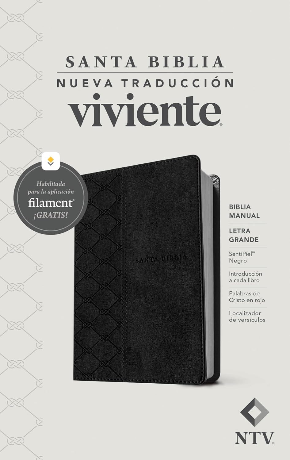Biblia NTV manual con filament negro LG 12p