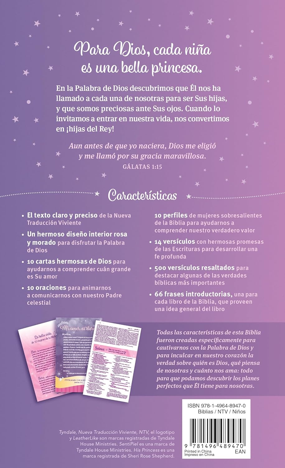 Biblia NTV Mi bella princesa rosa sim piel 6.6pt