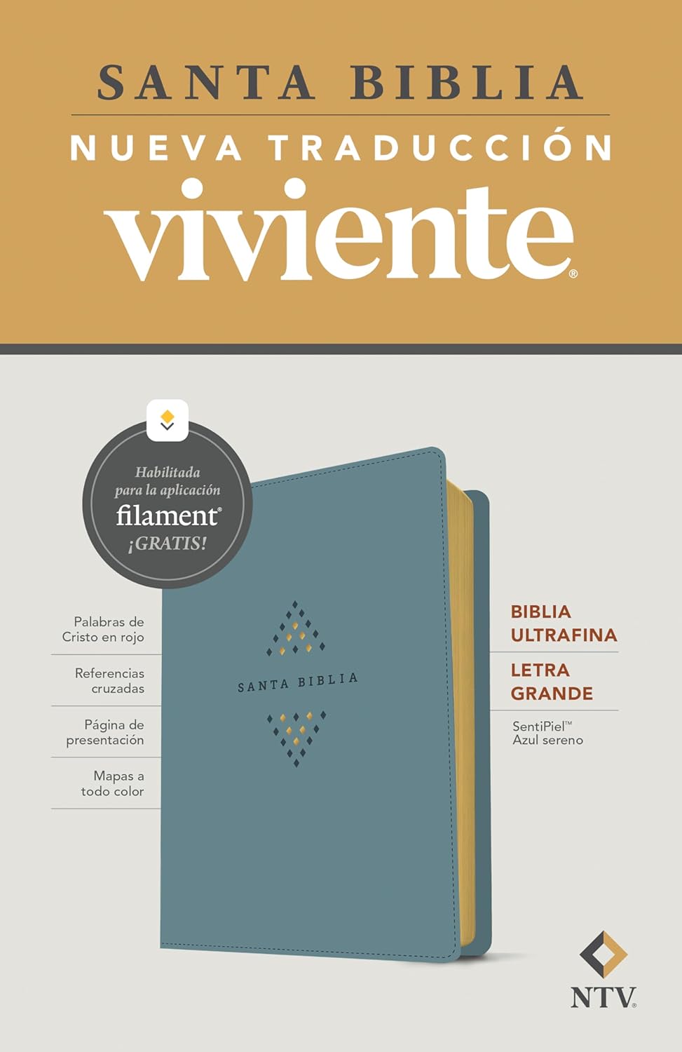 Biblia NTV Ultrafina con filament azul sereno sim piel lt gde 10.25pt