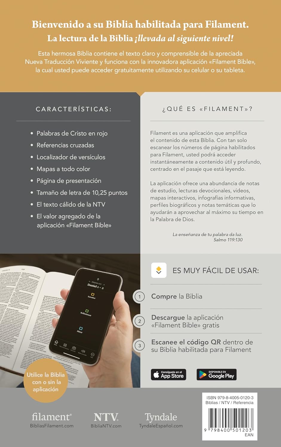 Biblia NTV Ultrafina con filament palmera café sim piel lt gde cierre 10.25pt