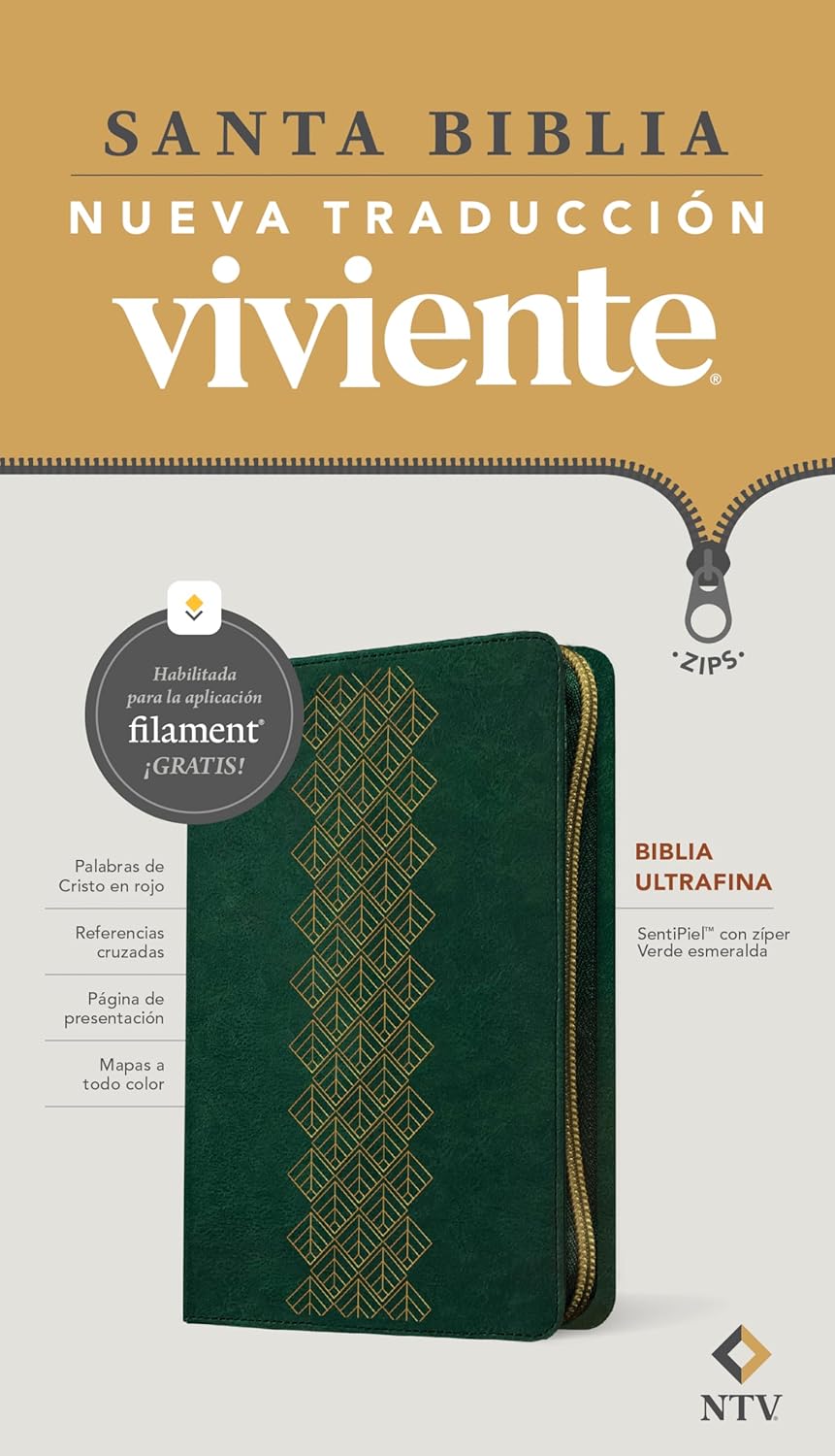 Biblia NTV Ultrafina con filament verde sim piel 8.75p