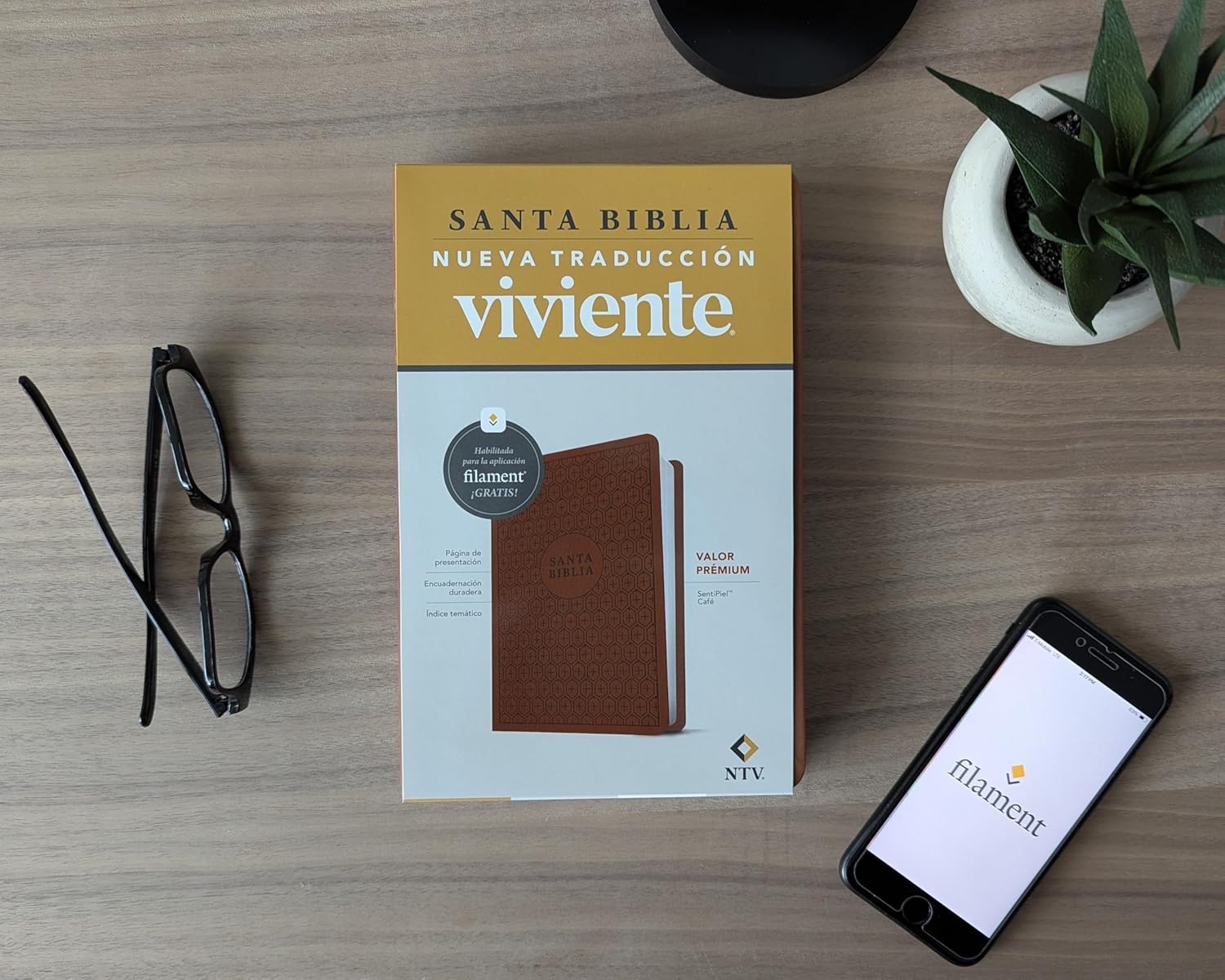 Biblia NTV valor premium con filament café sim piel 8.25pt