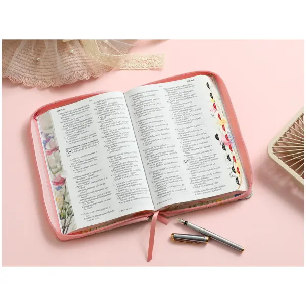 Biblia RVR1960 Pretty coral cto pintado im piel cierre índice TM 12.5P - Image 3