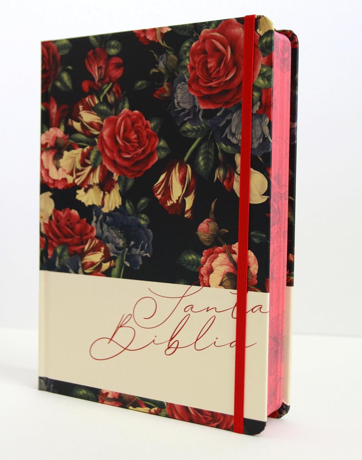 Biblia RVR1960 Apuntes azul oscuro flores cto pintado tapa dura manual 11p