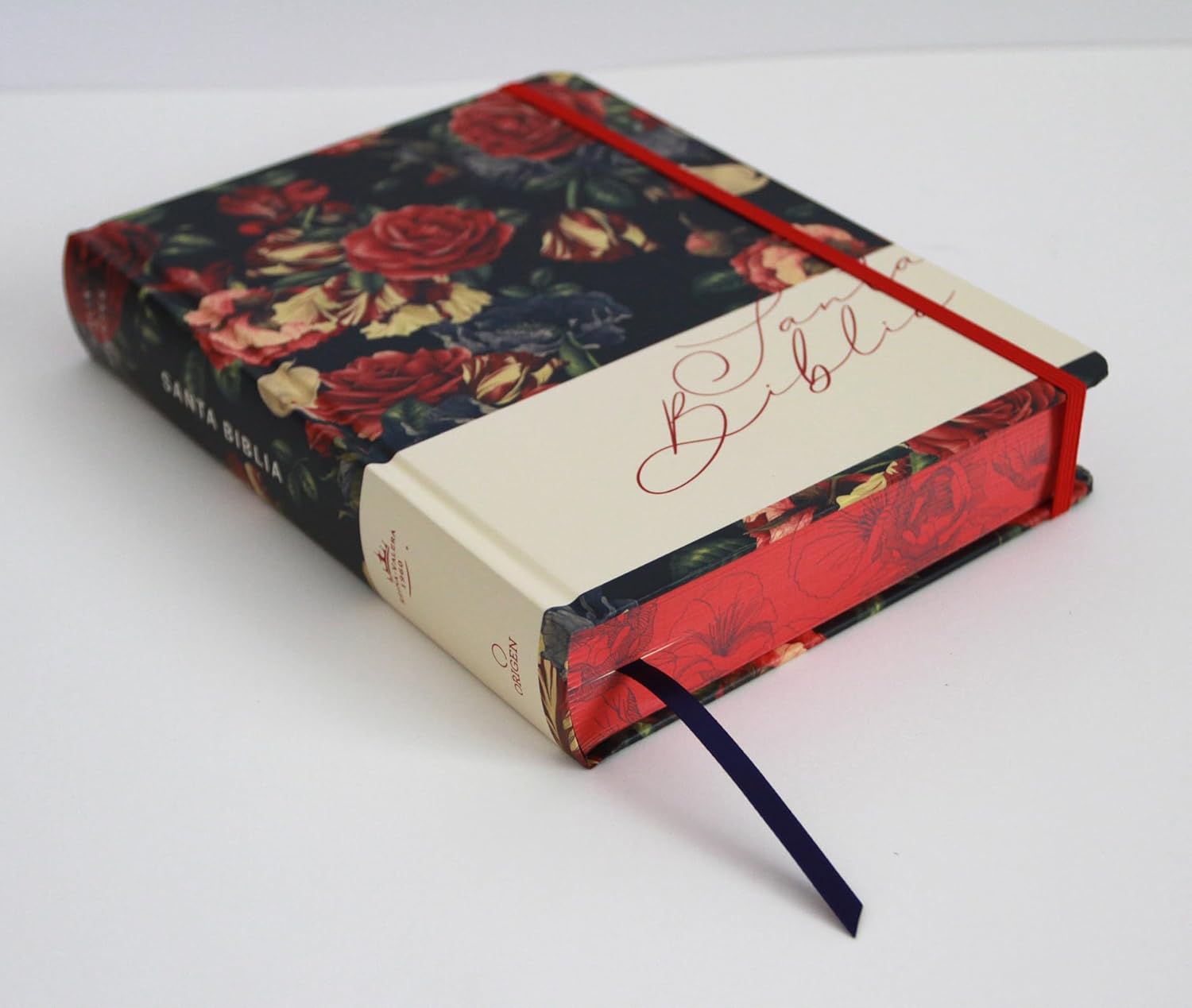 Biblia RVR1960 Apuntes azul oscuro flores cto pintado tapa dura manual 11p