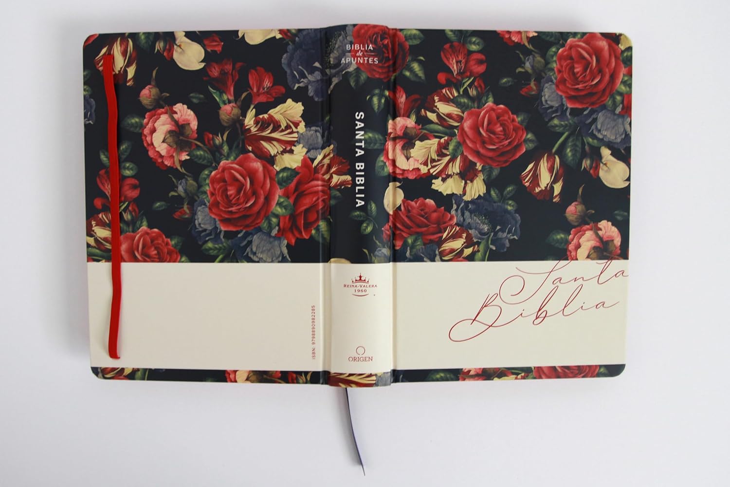 Biblia RVR1960 Apuntes azul oscuro flores cto pintado tapa dura manual 11p