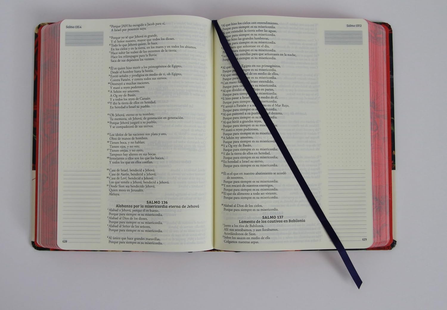 Biblia RVR1960 Apuntes azul oscuro flores cto pintado tapa dura manual 11p