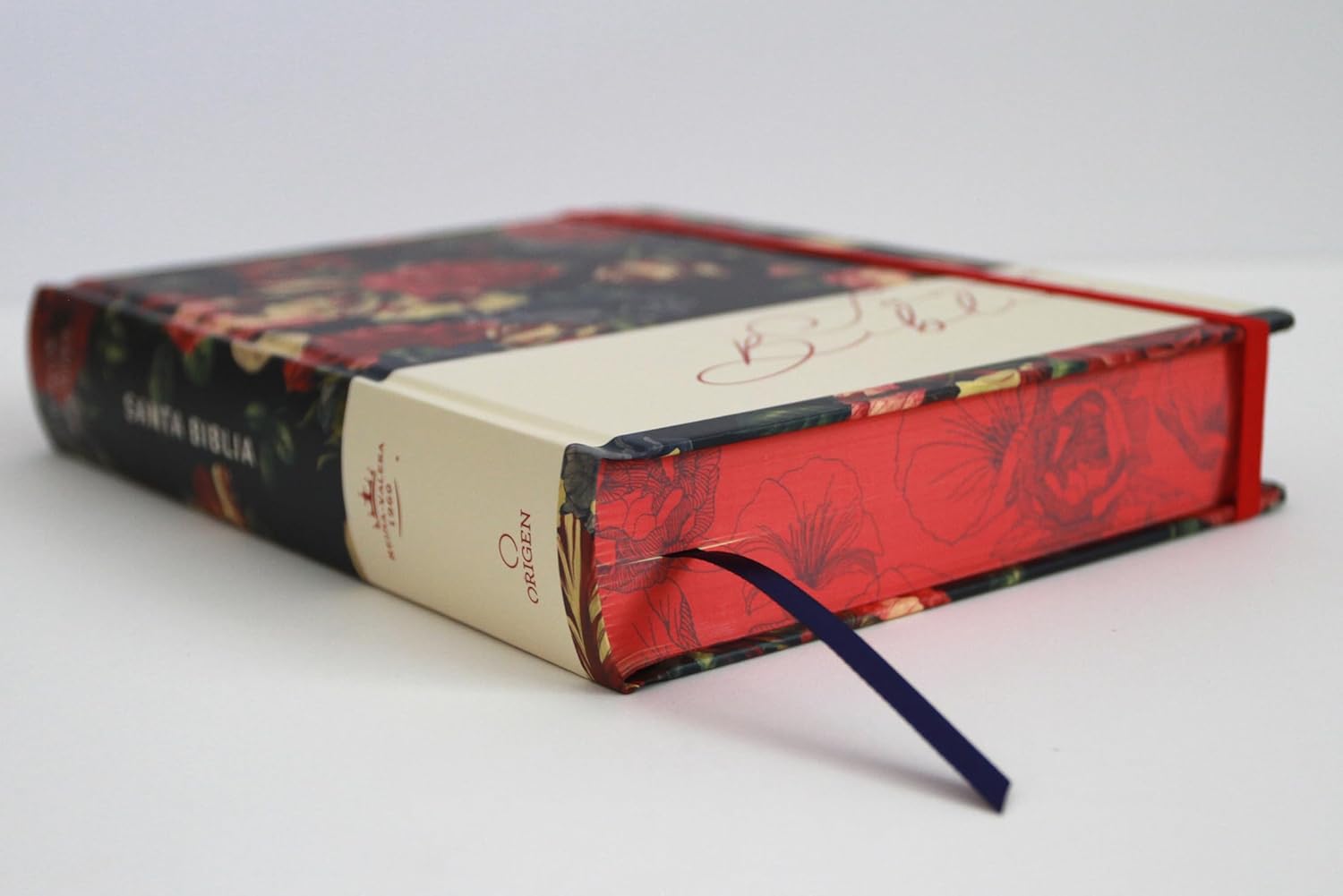 Biblia RVR1960 Apuntes azul oscuro flores cto pintado tapa dura manual 11p
