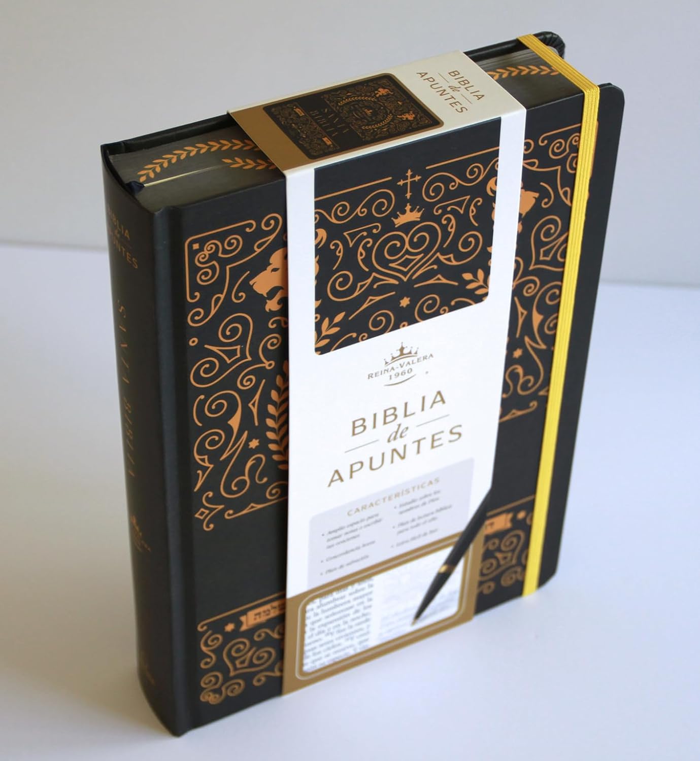 Biblia RVR1960 Apuntes negro oro cto pintado tapa dura manual 11p