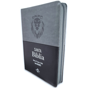 Biblia RVR1960 Expresate Leon negro/gris im piel cierre índice GI 15pt 085PRJ