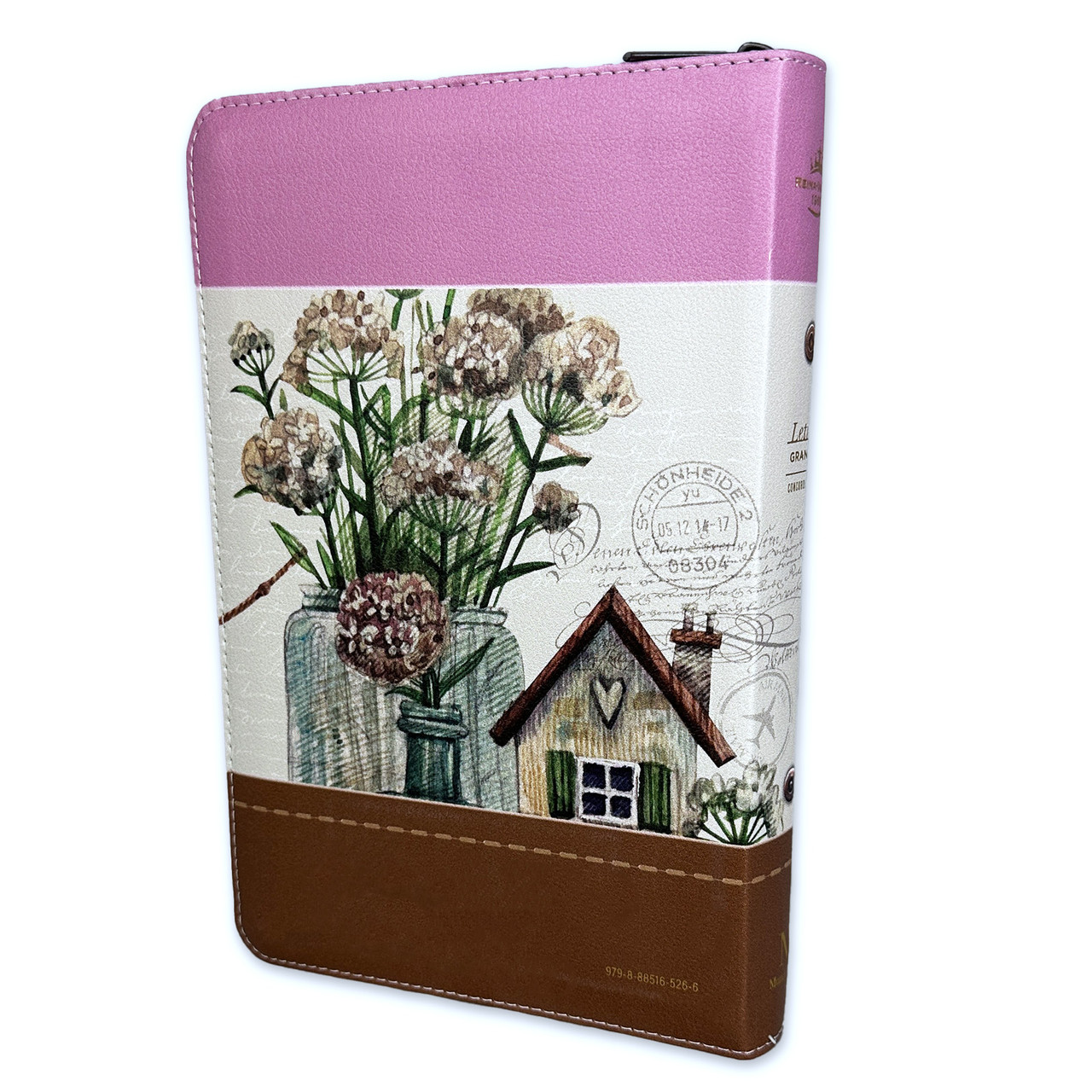 Biblia RVR1960 Fantasia rosa fantasia cafe im piel cierre índice manual 12.5pt Vsp