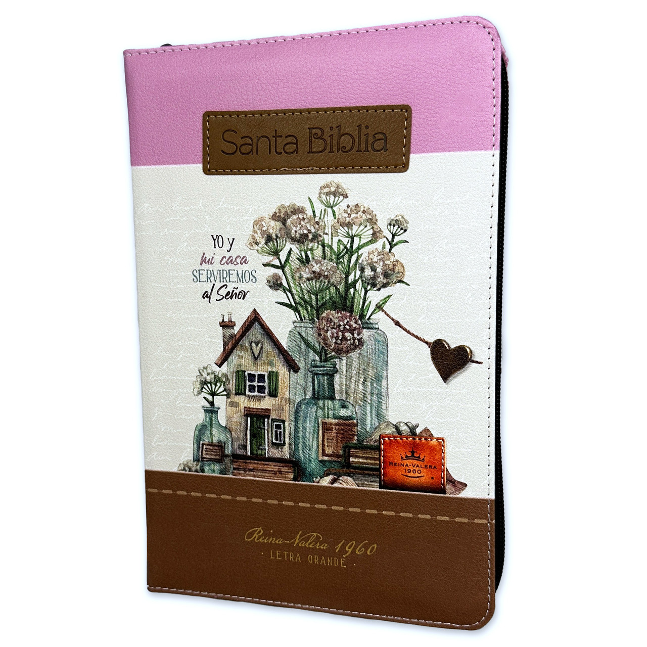 Biblia RVR1960 Fantasia rosa fantasia cafe im piel cierre índice manual 12.5pt Vsp