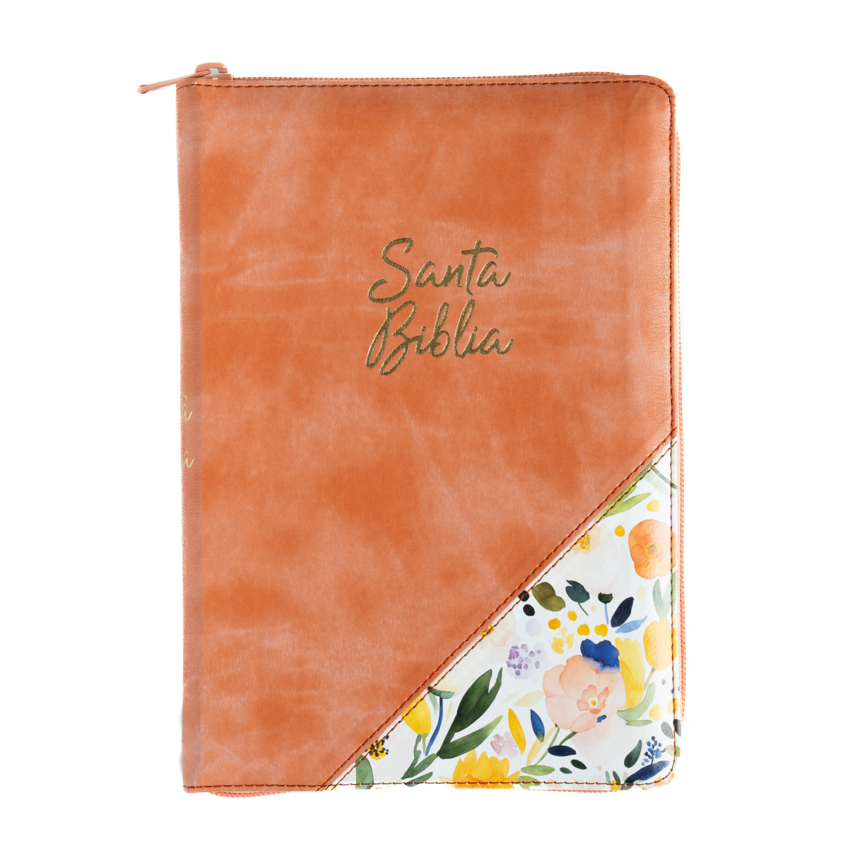 Biblia RVR1960 letra grande caramelo floral ed 2025 im piel índice cierre manual 12pt