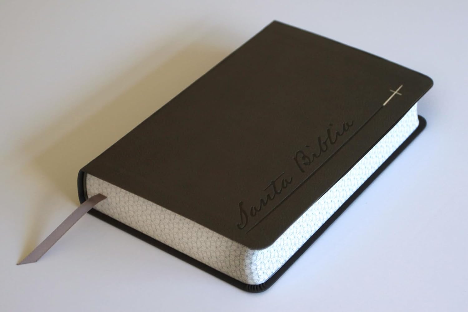 Biblia RVR1960 letra gigante gris cto pintado im piel manual 14pt - Image 3