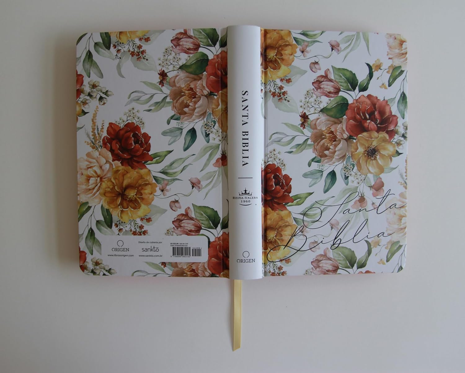 Biblia RVR1960 letra grande flores rosadas y cto pintado tapa dura manual 10.5pt - Image 3