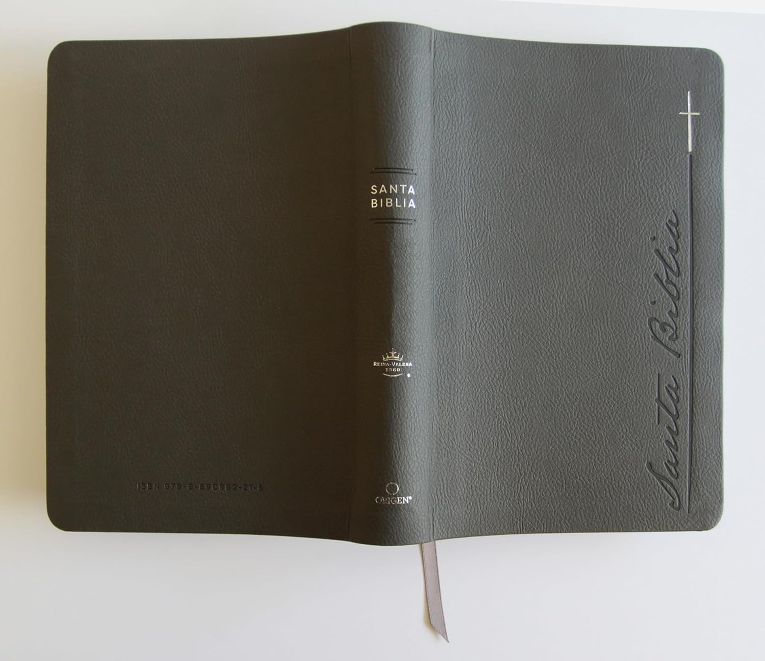Biblia RVR1960 letra gigante gris cto pintado im piel manual 14pt - Image 5