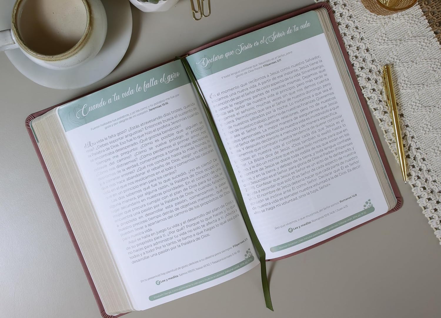 Biblia RVR1960 Virtuosa con 92 devocionales Piel especial Rosa LGig 13 pts - Image 6