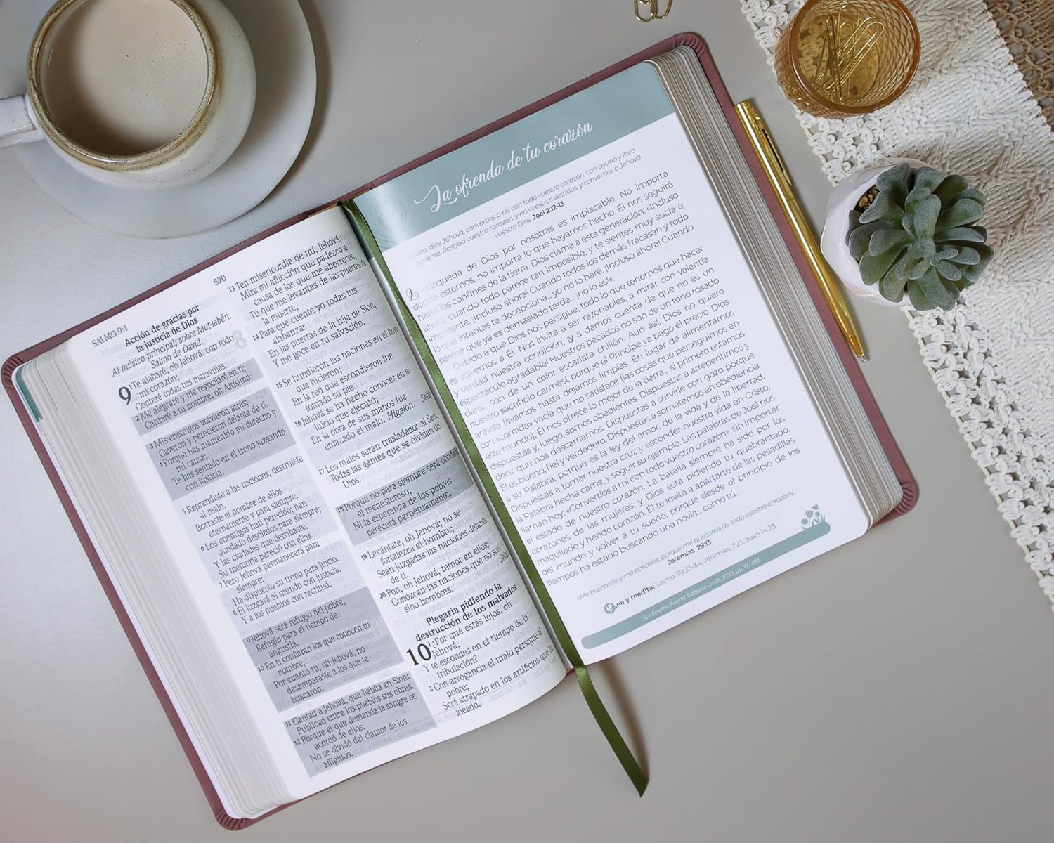 Biblia RVR1960 Virtuosa con 92 devocionales Piel especial Rosa LGig 13 pts - Image 5