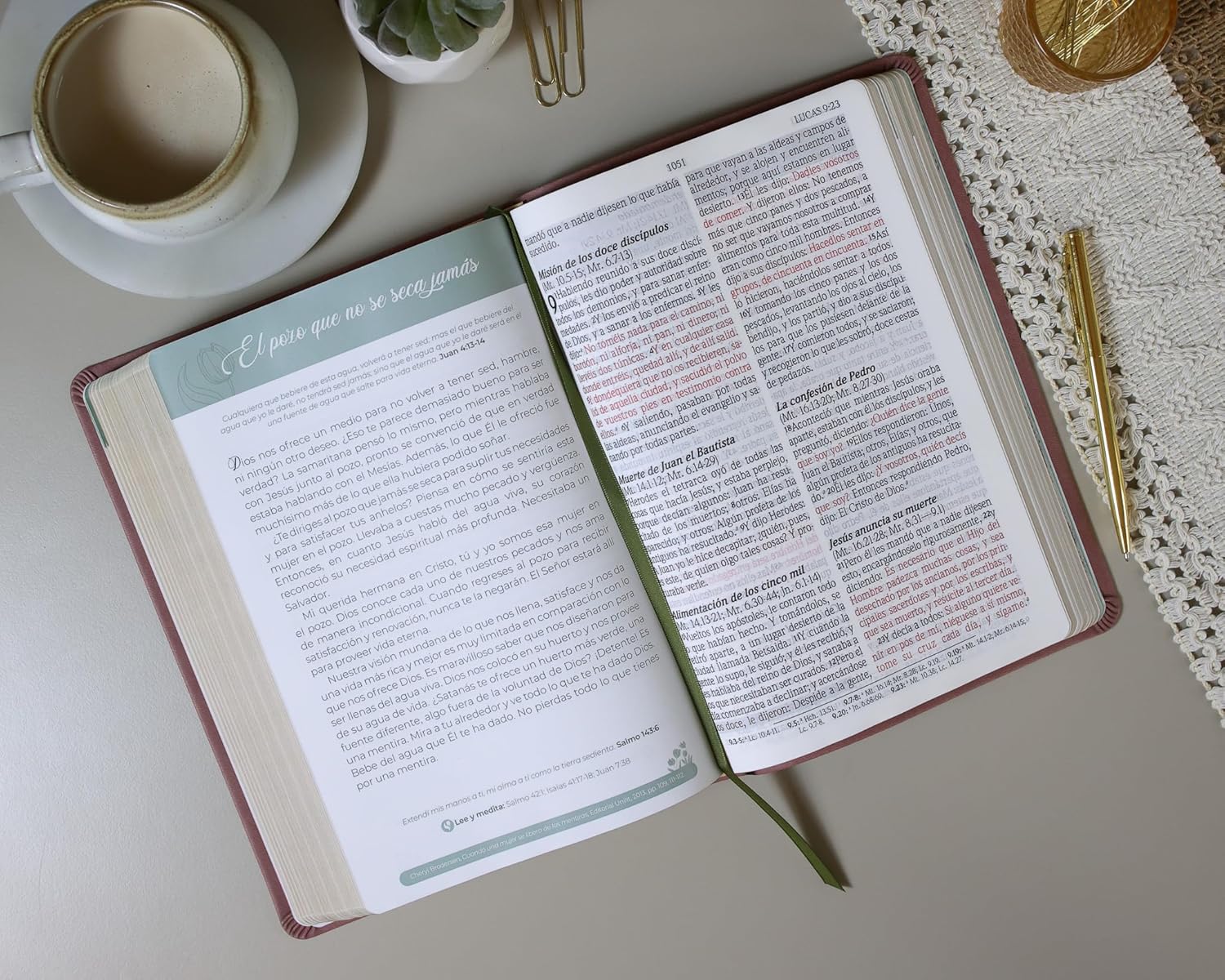 Biblia RVR1960 Virtuosa con 92 devocionales Piel especial Rosa LGig 13 pts - Image 7