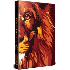 Biblia RVR1960 León de Judá marrón cto pintado tapa dura manual 10.5pt
