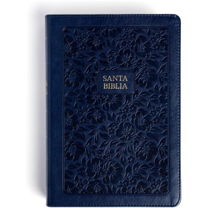 Biblia RVR1960 letra grande ed esp azul marino im piel manual 12pt