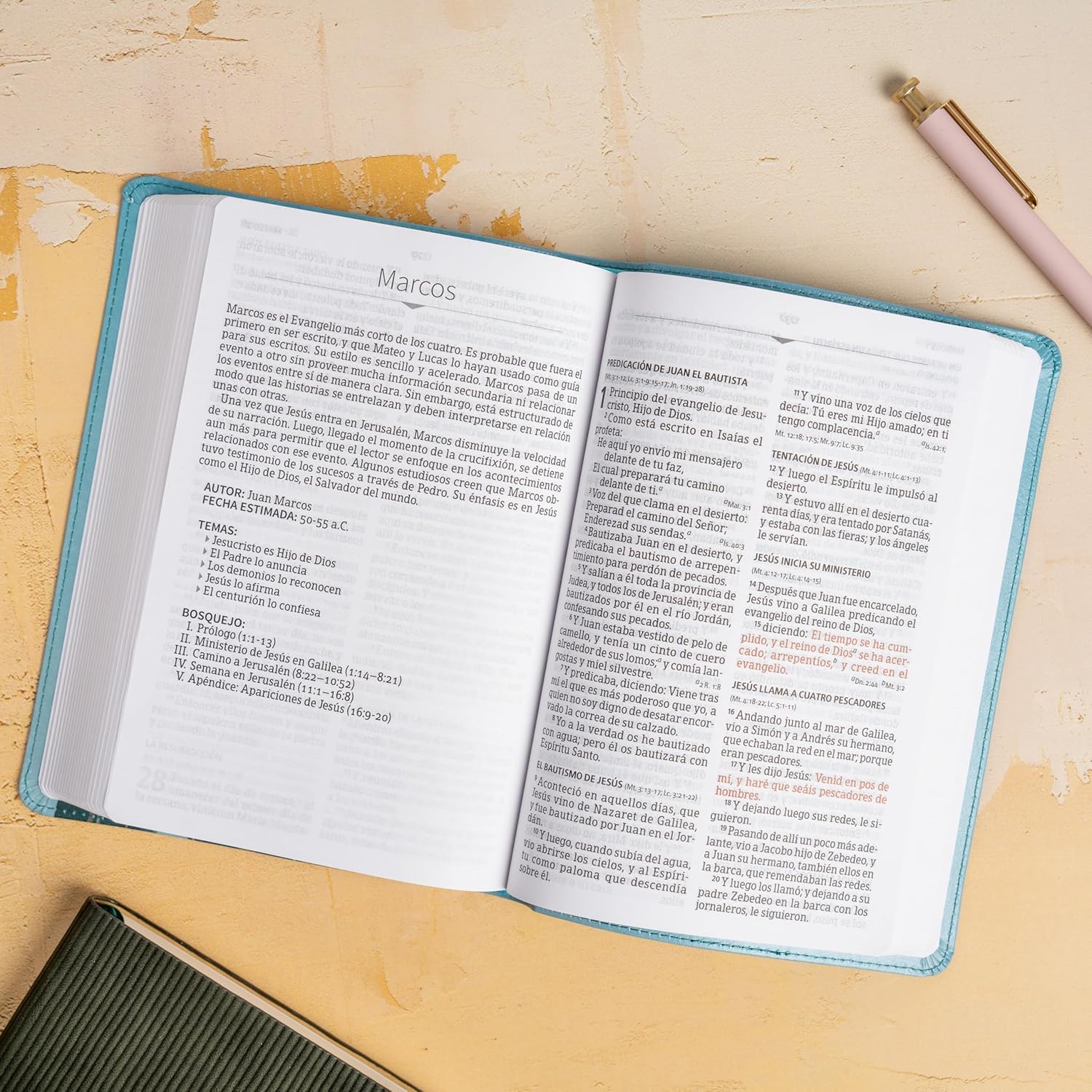 Biblia RVR1960 letra grande ed esp aqua im piel manual 12pt