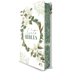 Biblia RVR1960 letra grande flores bcas y cto pintado tapa dura manual 10.5pt