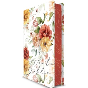 Biblia RVR1960 letra grande flores rosadas y cto pintado tapa dura manual 10.5pt