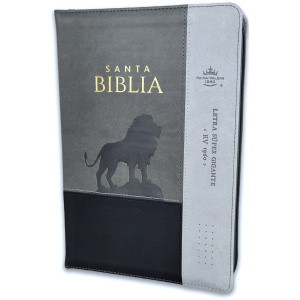 Biblia RVR1960 Agora sup gig insp leon neg/gris im piel cierre índice grande 19pt