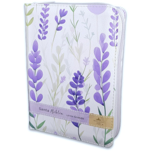 Biblia RVR1960 victoria flores lila c/p im piel índice cierre CH 12pt