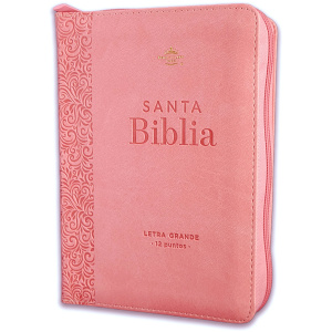 Biblia RVR1960 compacto rosa floral im piel cierre chica 12pt