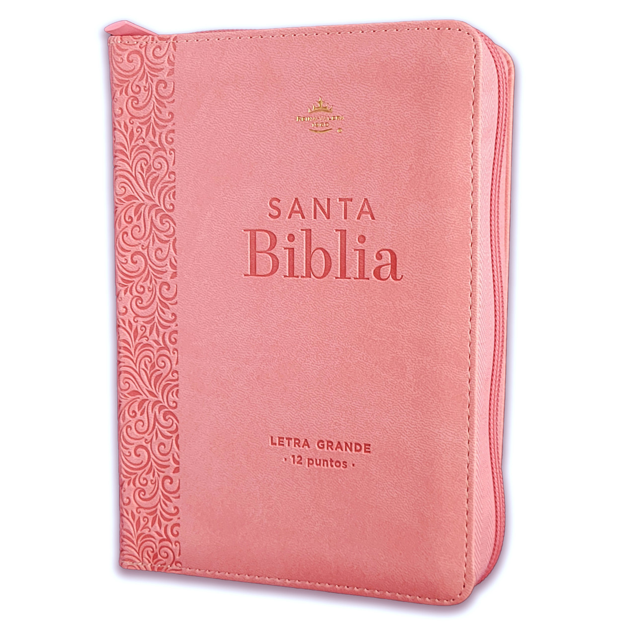 Biblia RVR1960 compacto rosa floral im piel cierre chica 12pt