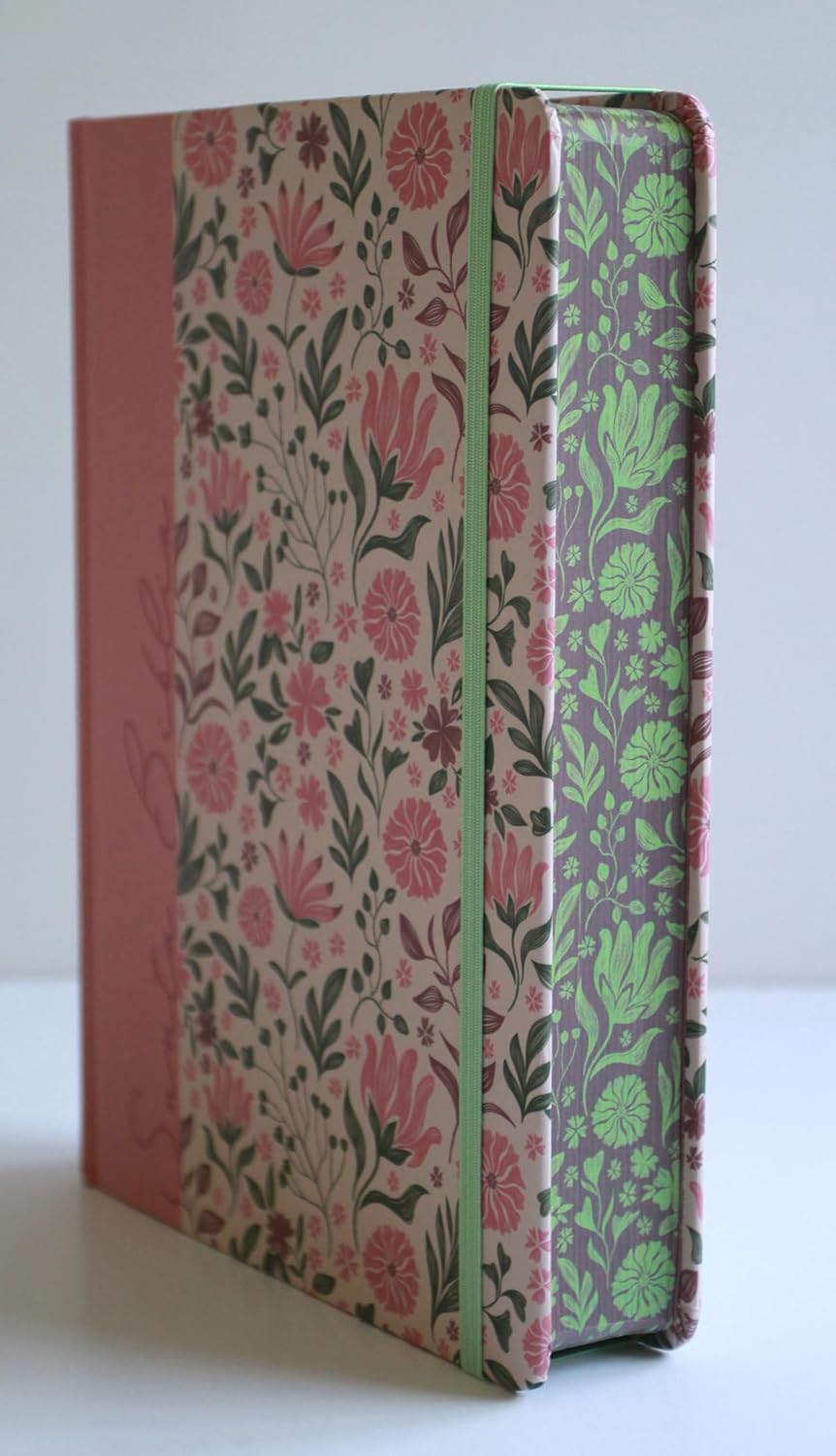 Biblia RVR1960 Apuntes rosa flores cto pintado tapa dura manual 11pt - Image 3