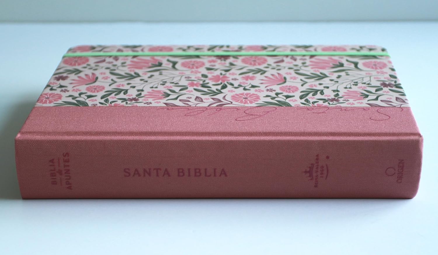 Biblia RVR1960 Apuntes rosa flores cto pintado tapa dura manual 11pt - Image 4