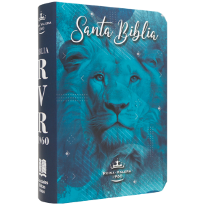Biblia RVR1960 mini bolsillo semiflexible leon azul 7pt RVR.11ePJR-GPR:16