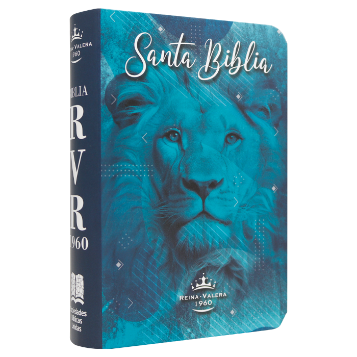 Biblia RVR1960 mini bolsillo semiflexible leon azul 7pt RVR.11ePJR-GPR:16