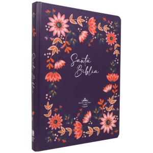 Biblia RVR1960 slim morado flores tapa dura manual 10pt