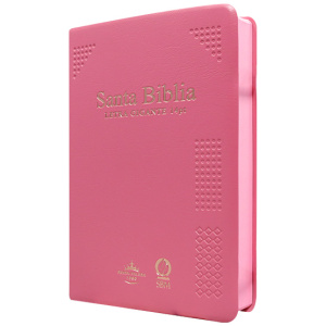 Biblia RVR1960 letra gigante rosa manual vinil