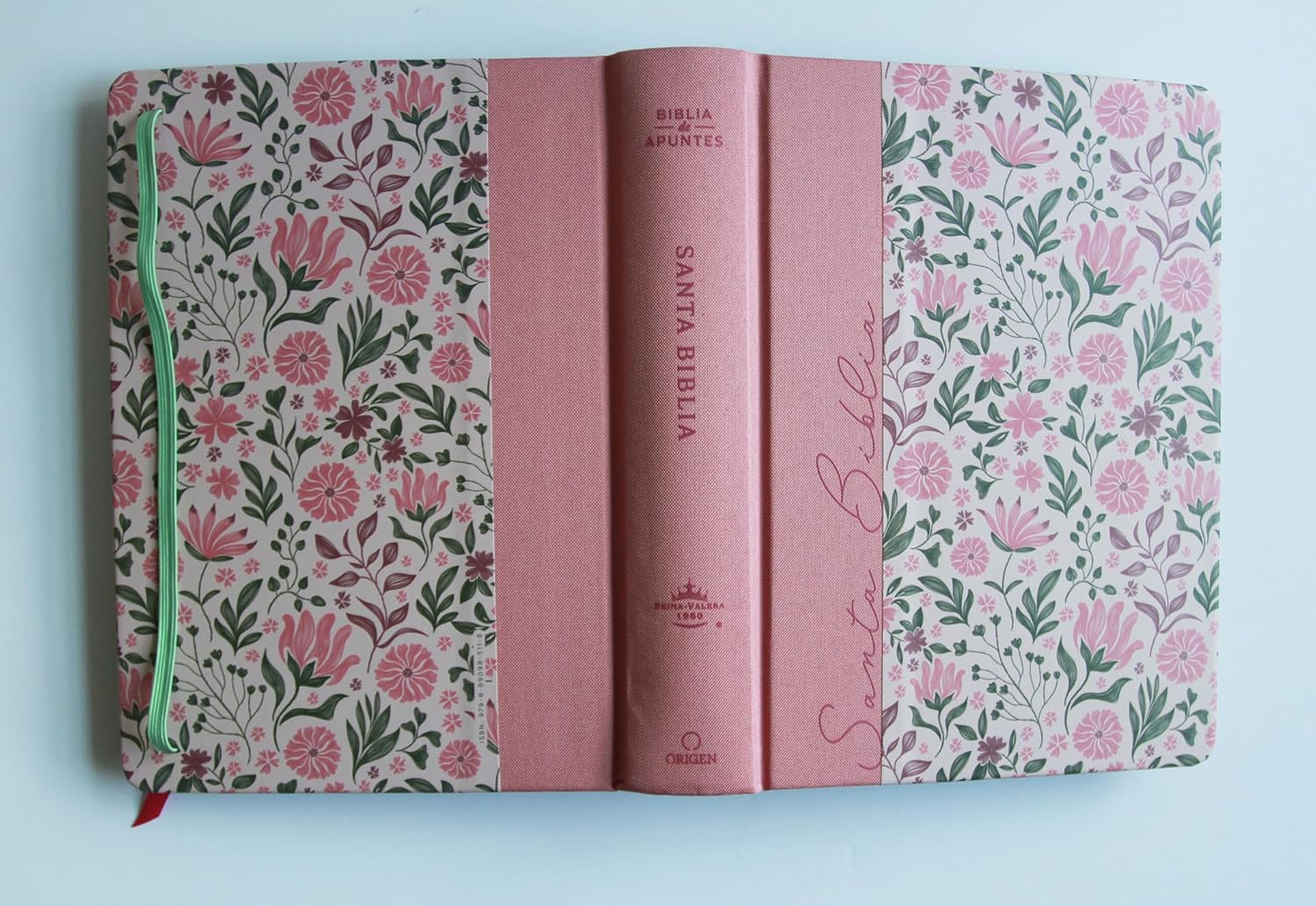 Biblia RVR1960 Apuntes rosa flores cto pintado tapa dura manual 11pt - Image 7