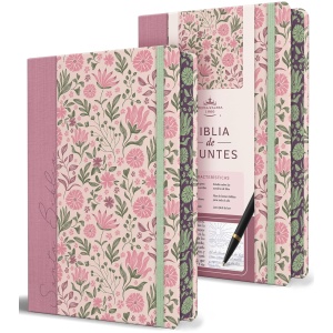 Biblia RVR1960 Apuntes rosa flores cto pintado tapa dura manual 11pt