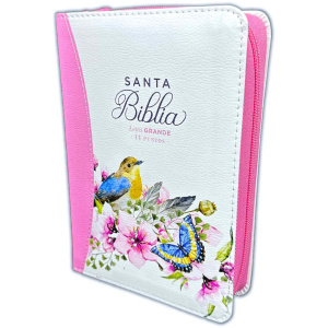Biblia RVR1960 Primaveral rosa im piel cierre chica 11pt LG PRJ