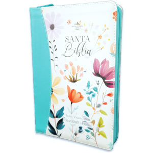 Biblia RVR1960 Jardin turqueza cto pintado im piel cierre índice manual 14pt