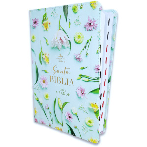 Biblia RVR1960 Supreme turquesa flores im piel índice manual 12.5pt