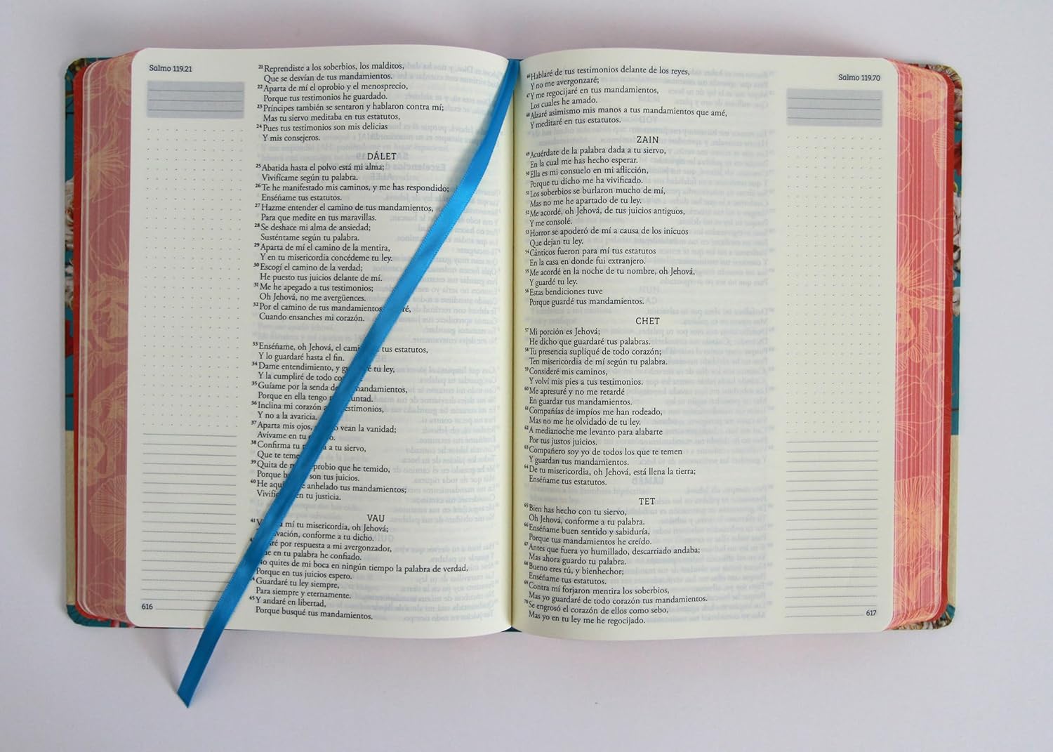 Biblia RVR1960 Apuntes azul celeste flores cto pintado tapa dura manual 11pt