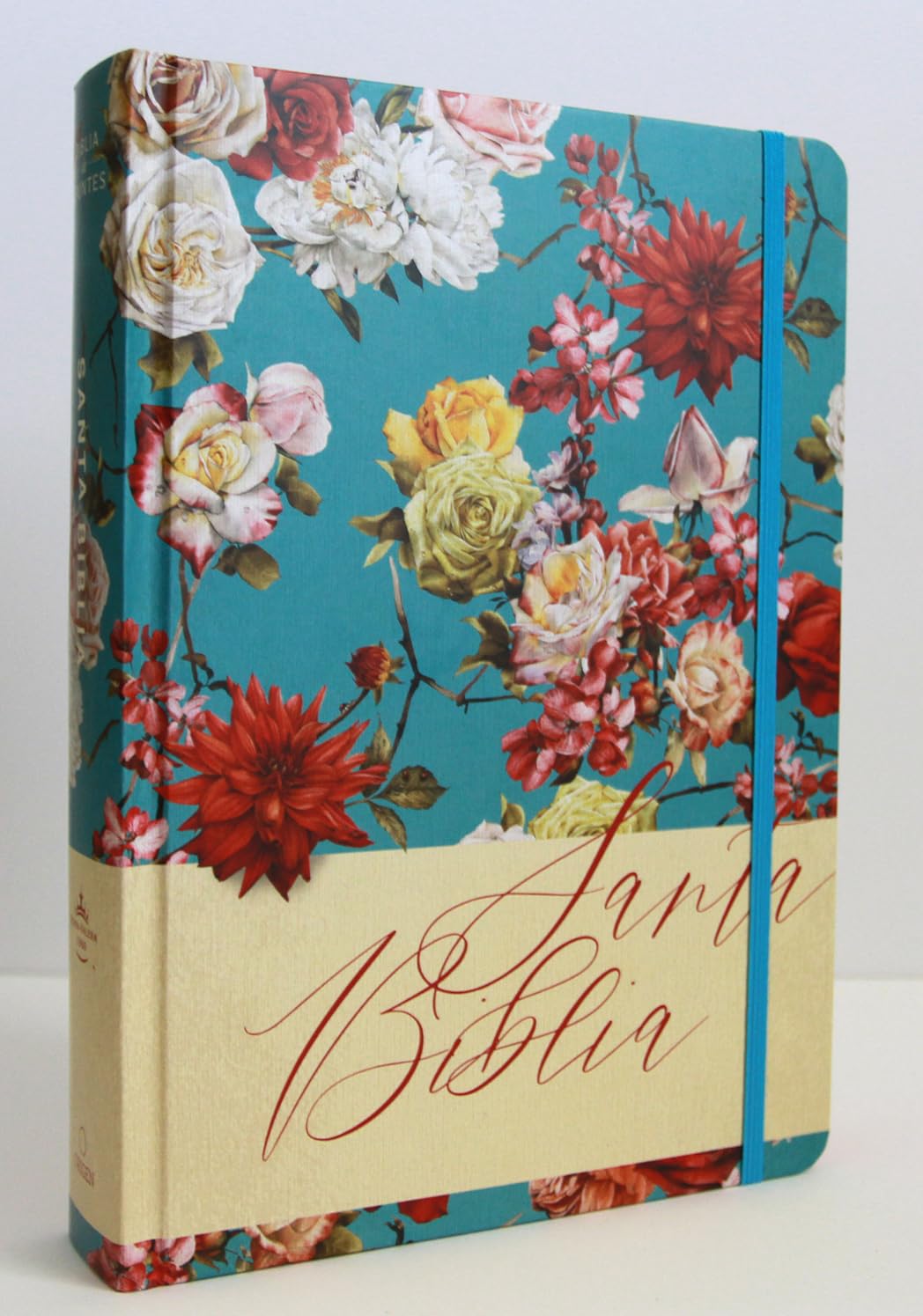 Biblia RVR1960 Apuntes azul celeste flores cto pintado tapa dura manual 11pt