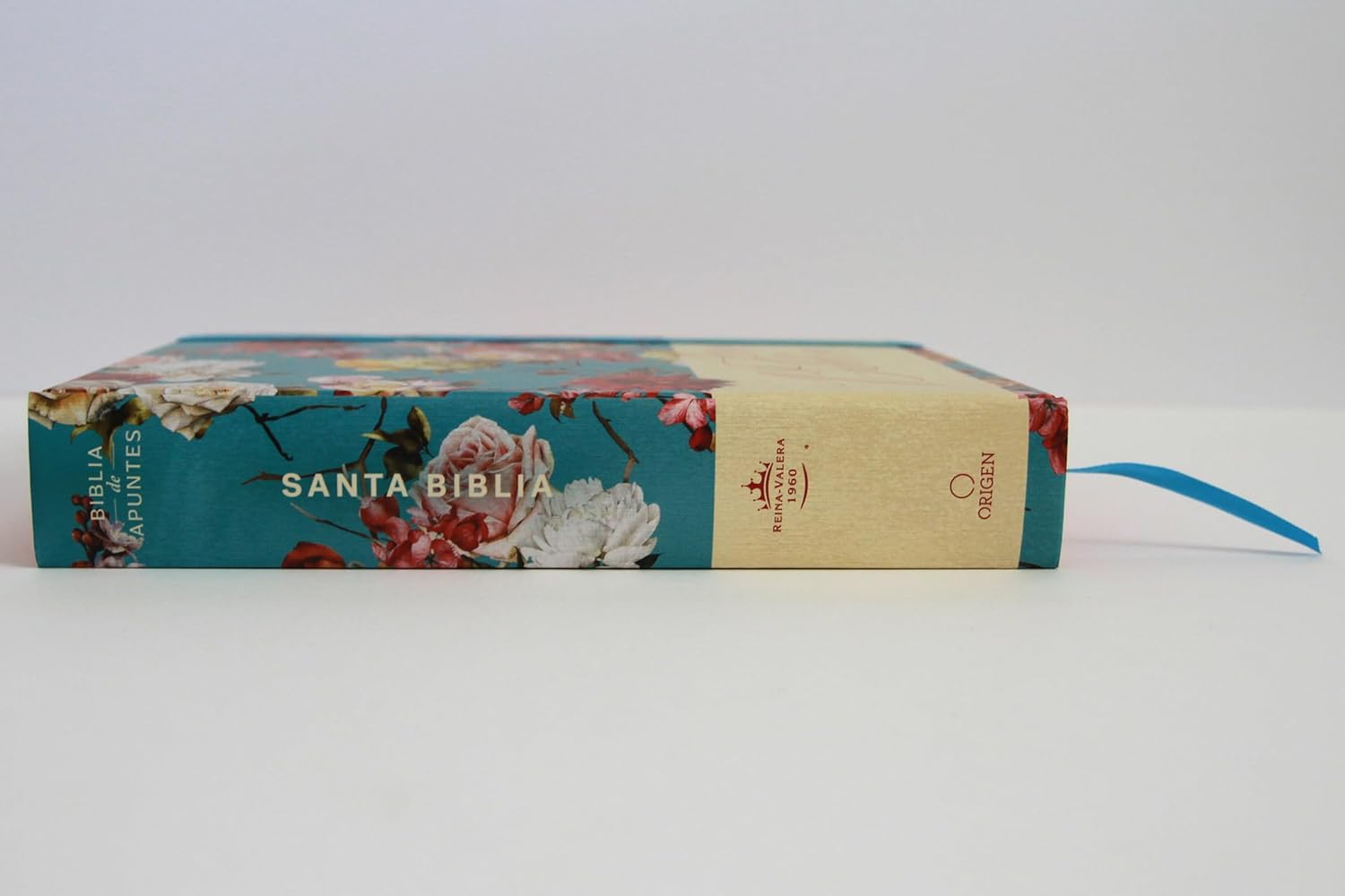 Biblia RVR1960 Apuntes azul celeste flores cto pintado tapa dura manual 11pt