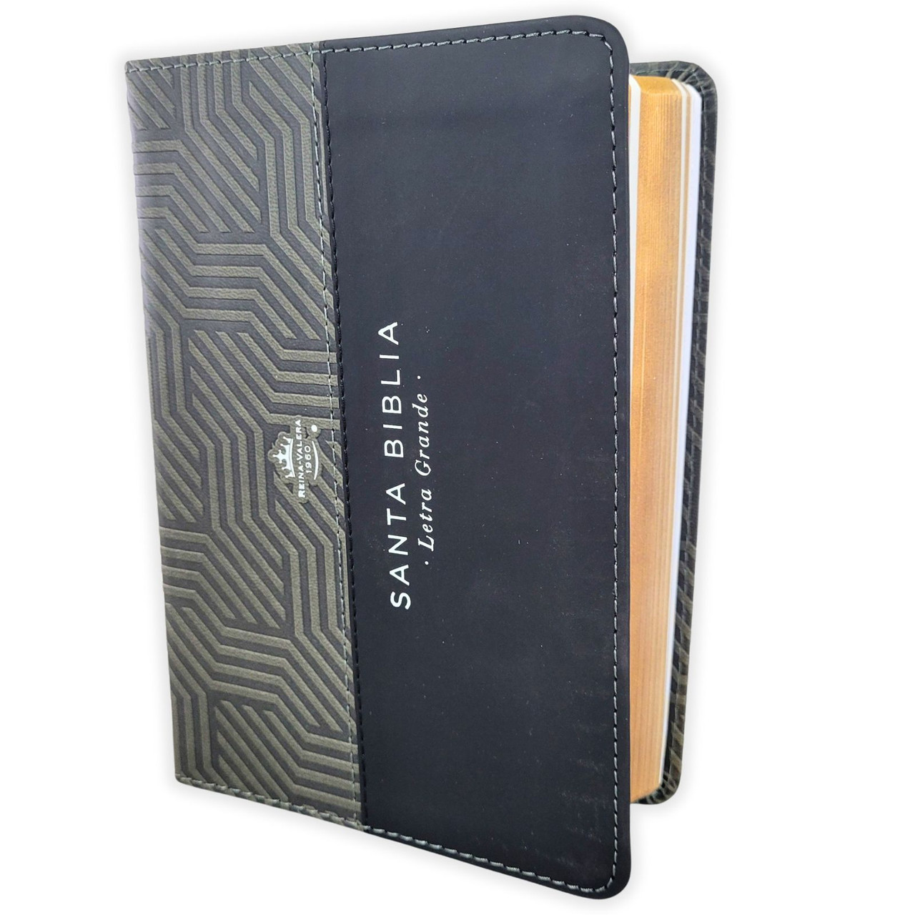 Biblia RVR1960 Bicolor negro/gris im piel concordancia manual 12pt