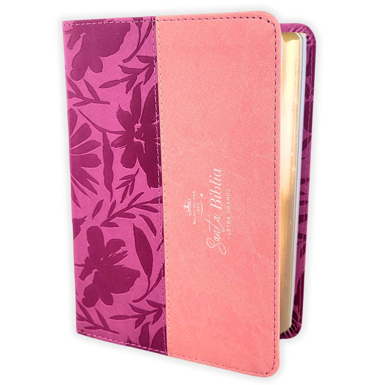 Biblia RVR1960 Bicolor rosa/rosa im piel concordancia manual 12pt