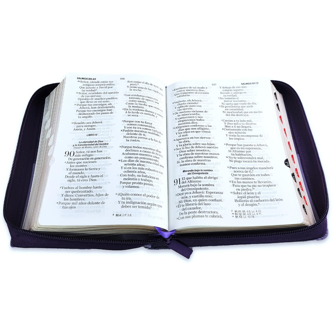 Biblia RVR1960 Bifloral lila im piel cierre índice compacta 11pt
