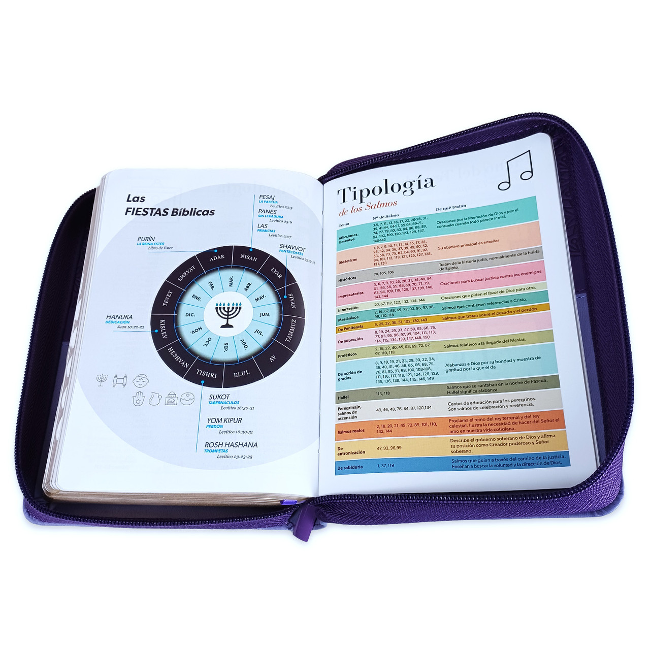 Biblia RVR1960 Bifloral lila im piel cierre índice compacta 11pt